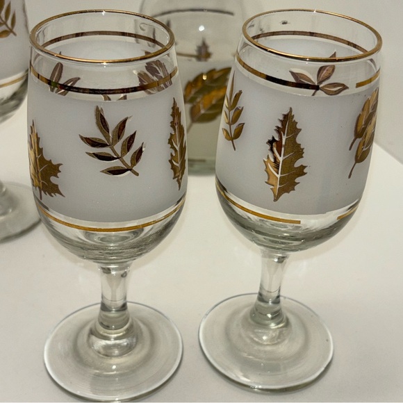 Libbey vintage St Clair Golden Harvest decanter and wine glasses set with box - Picture 7 of 15